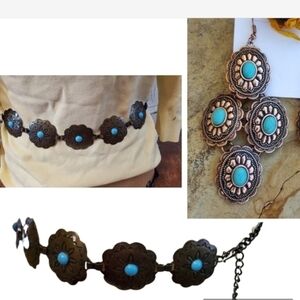 Vintage Faux Turquoise Conch belt‎  M